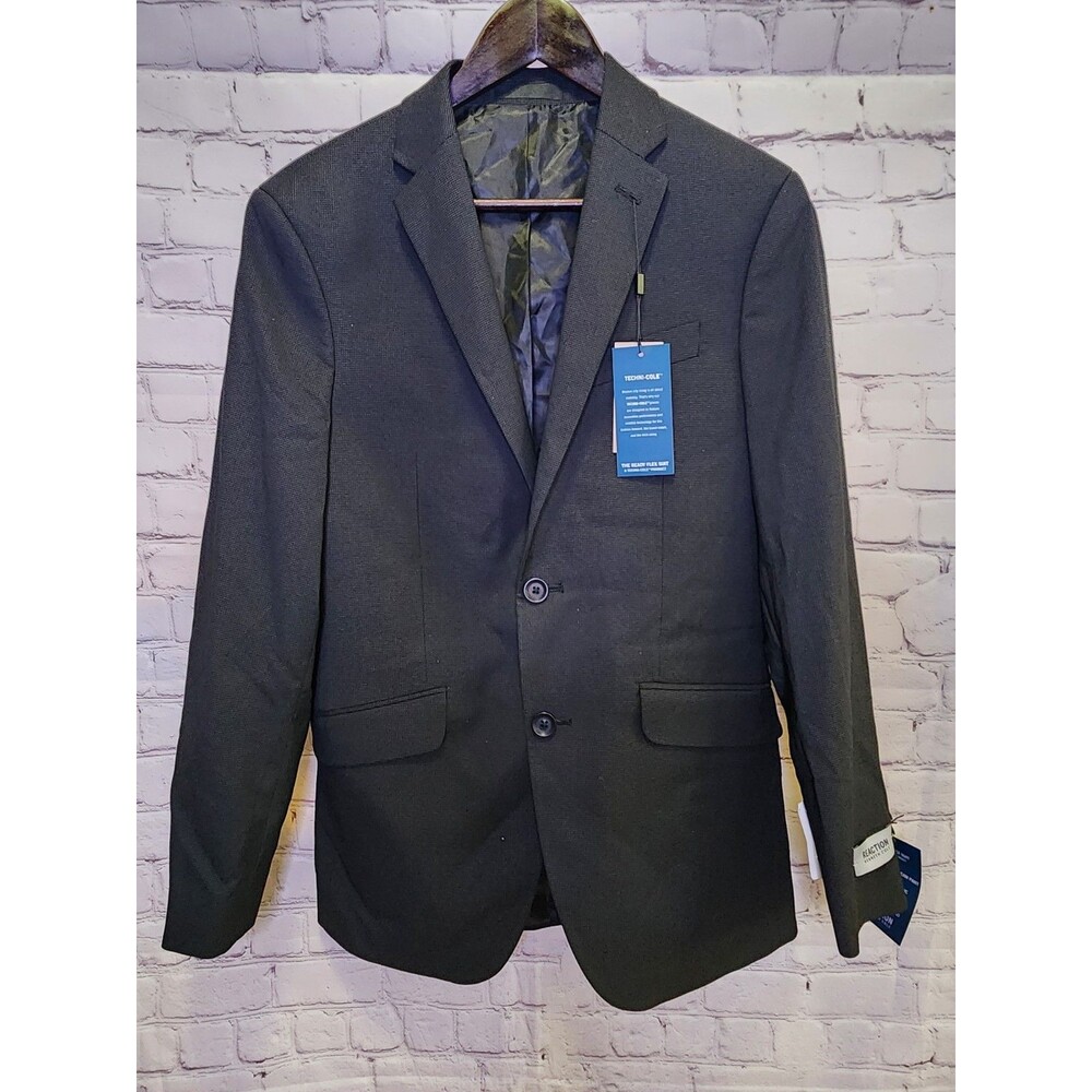 Kenneth Cole Reaction Techni-Cole Blazer Mens 36R Black White Micro Dots Jacket